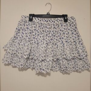 Chic Floral Ruffle Mini Skirt